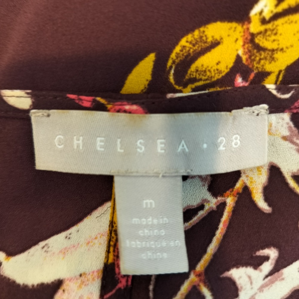 Chelsea28 Floral Wrap Top Blouse Womens Medium Floral Kimono Sleeve Boho - Picture 7 of 9